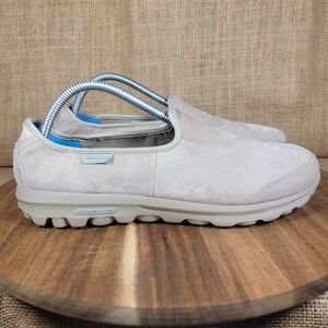 Skechers GOwalk Slip On Shoes Women's 10 Beige Suede Resalyte Comfort Sneaker